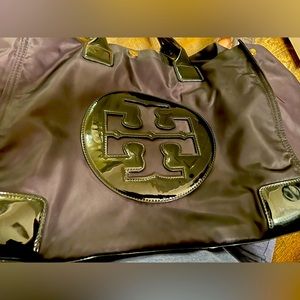 Tory Burch Ella Black Patent Tote 17” wide